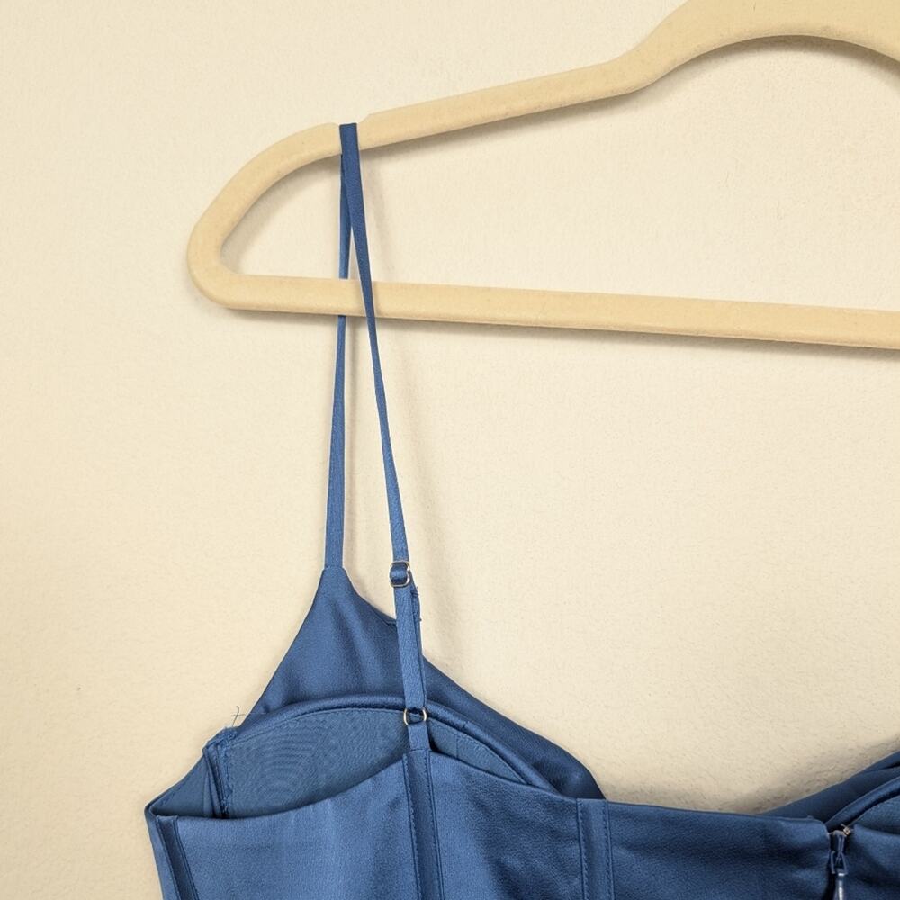 ASTR The Label Cannes Maxi Dress M Blue Satin Bustier Formal Evening Elegant - Picture 8 of 11